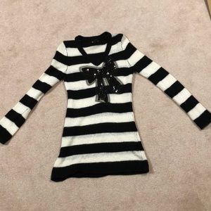 Stripe sequined Bow Sweater